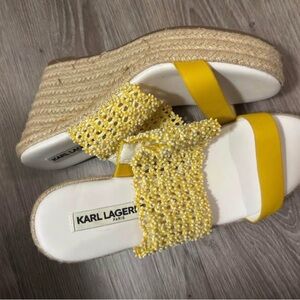 Karl Lagerfeld Yellow Espadrille Wedges
